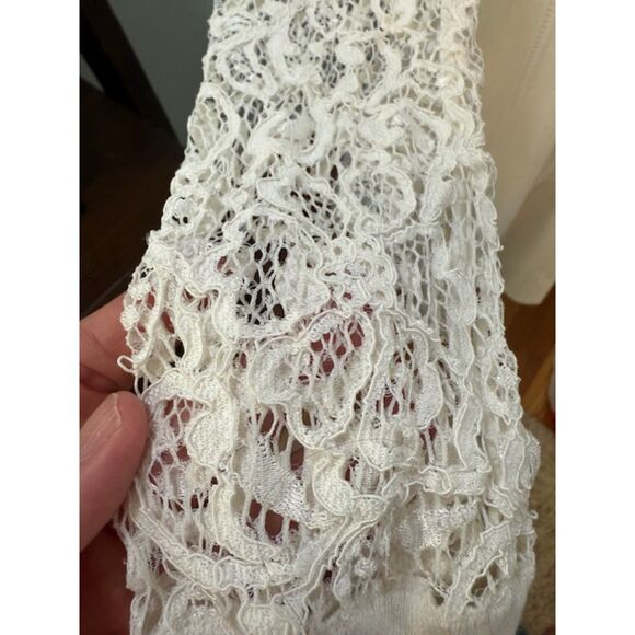 Alice + Olivia Dress Size XS Blake Ivory Lace Sleeve Fit Flare Coquette - Picture 3 of 10